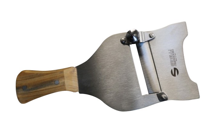 Mandoline à truffes en acier inoxydable avec manche en bois foncé (2 cotés)  - Gourmandise de luxe by Kaspia